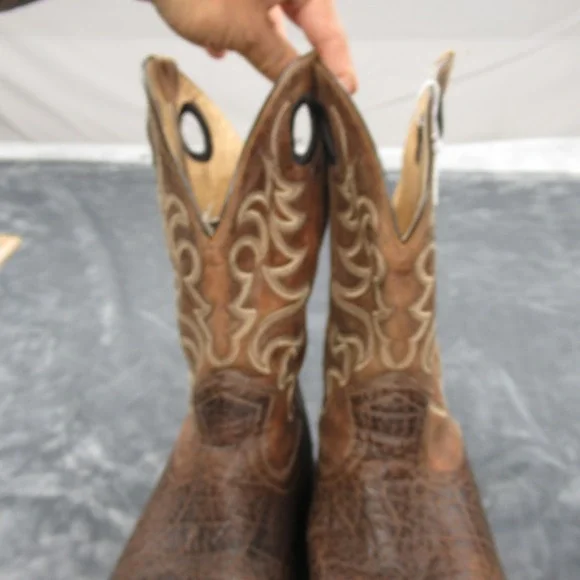 Cody James Western Boots Mens 13 D Brown Leather Square Toe Exotic Faux Elephant - Picture 6 of 16